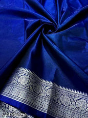 GET BEAUTIFUL SILVER ZARI BANARSI SILK SAREE WID HEAVY PALLU