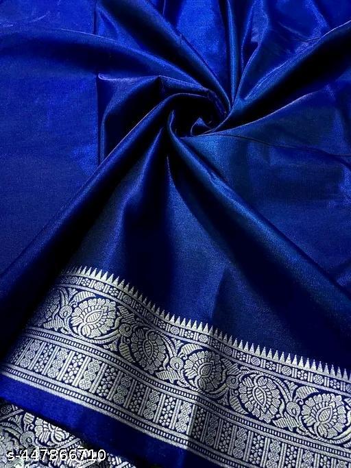 GET BEAUTIFUL SILVER ZARI BANARSI SILK SAREE WID HEAVY PALLU