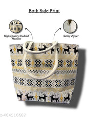 Charming Yellow Deer Canvas Bag with Studded Handle – Perfect Blend of Style & Functionality"