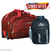 SKY SCRIPT 65L Polyester Travel Duffle Bags/Daffal Bags/Travel Bags/Travelling Bags with Combo of 33L Waterproof Backpack Bag for School/College/Travel /Offices /Boys /Girls and Teens.