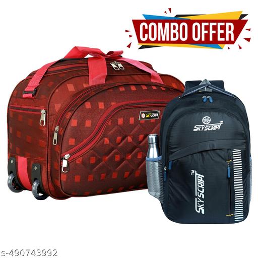 SKY SCRIPT 65L Polyester Travel Duffle Bags/Daffal Bags/Travel Bags/Travelling Bags with Combo of 33L Waterproof Backpack Bag for School/College/Travel /Offices /Boys /Girls and Teens.