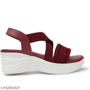 Trending maroon and white wedge sandals