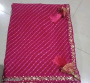 Georgette lehriya saree with fancy lace and blouse