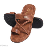 Stylish Men's Syntethic Leather Brown Flipflops