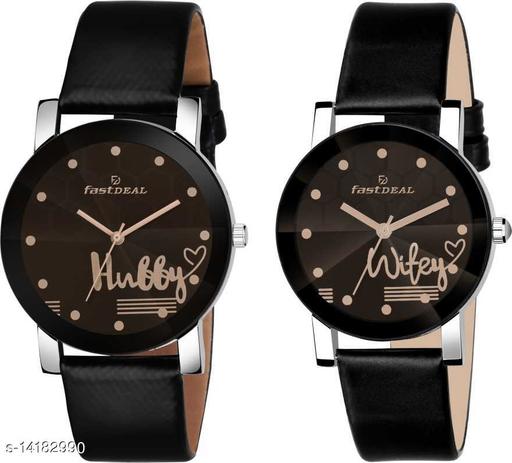 FastDeals Hubby & Wifey couple Dial Leather Strep Couple Watch Analog Watch - For Men & Women