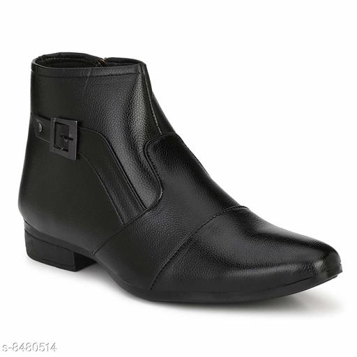 Stalag  Black Solid Flat Boots For Men