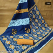 Jaipuri Hand Block Printed Soft Cotton Mulmul Saree ,Sanganeri Cotton Malmal Saree, Bagru Cotton Saree, Batic / Batik Print Cotton saree In Super Fine 92*80 Fabric Quality With Attached Blouse Piece for Woman