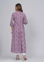 SANGANERI KURTI Women Rayon Anarkali Latest Gaithering Kurti Chinkenkari Anarkali Jaipuri