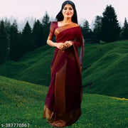 Trendy Chiffon Saree For Women & Girl With Blouse