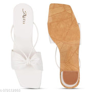 Stylish white colour sandal and block heels