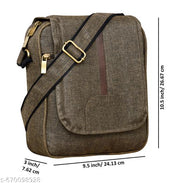 LOREM Khaki Stylish Linen Textured Cross  Sling Bag For Men SL08