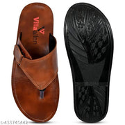 Foot fighter men slippers sandal and flip flops synthetic material with Pu sole Color Tan