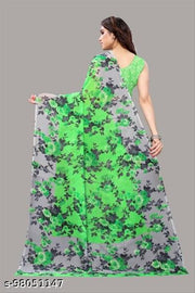 Women's Desinger Georgette Floral Printed Saree with Blouse Piece
