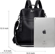 Muchova College Girl Casual Black Solid Pattern Vegan Leather Medium Size Bag For School Student Teen Girls University Women Easy Carry Premium(Backpack for womens Latest Bag for Girls Shoulder Daypack)
