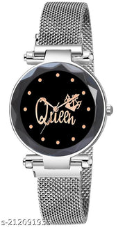 Analogue Black Dial Magnet Watch for Women or Girls