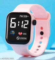Trendy Pink Colour Small Led Light Digital Watch for Kids Girls
