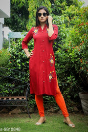 Women's Embroidered Viscose Rayon Kurti