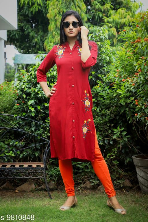 Women's Embroidered Viscose Rayon Kurti