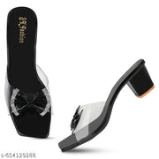 College Girls Heels Sandals | Womens Transparant Heel Slipper | Women Block Heel Sandal | Sandal for Women | Casual Heel Sandal | Women Slipper