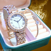 Classy Beautiful Fashion women Watch and Free Bracelet set for Women & Girls