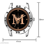 Talgo Analog Round Black Dial ALPHABET M Design Stylish Beige Leather Strap Classic Design Fancy Wrist Watch for Men and Boys, Pack of 1 - ALP-M-AVO-SIL-TAN-CRL