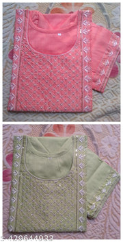 Embroidered  Straight Fancy Kurta Combo Pack Of 2