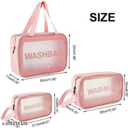 keshal Wash Bag Clear Makeup Pouch Set Cosmetic Organizer Bag for Women and Girls Travel Waterproof Toiletry Storage Kit Organizer Makeup Pouch for Cosmetics Brushes Accessories (Set of 3, Pink)