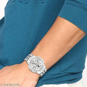 Day & Date Function Watch With Stainless Steel Chain Analog Watch - For Men