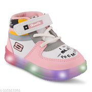 Handly Collection Kids Led Shoes, Casual Led Velcro Shoes, Light weight Shoes, Outdoor Sports Shoes for Little Tiny Kid GlowT101Pink#/-