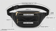 black waist bag for men / black waist bag for women  stylish fanny pack with golden zipper