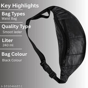 Men's Premium Black PU Leather Sling Bag | Adjustable Crossbody Chest Bag with Multiple Zip Compartments