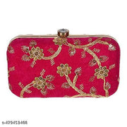 Rajasthani Party Clutch for Women Box Clutch with Golden Chain Sling Embroidery Bag