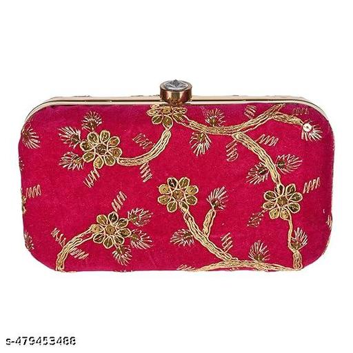 Rajasthani Party Clutch for Women Box Clutch with Golden Chain Sling Embroidery Bag