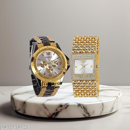 New Latest Multicolor Dial Couple Watch (Pack Of 2)