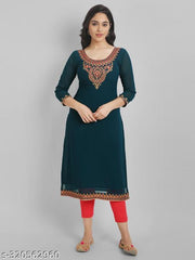 Jash Creation Women Embroidered Georgette A-line Kurta