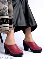 Shoetopia Solid Round Toe Cherry Pumps For Women & Girls