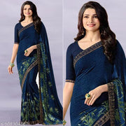 Party and Daily Wear New Printed Georgette Saree with Separate Blouse Piece