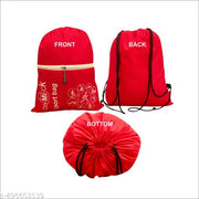 Polyester Waterproof Drawstring Multipurpose use Backpack Light Weight/Washable/Reusable With Zip pocket Reusable for Men Women (39X34 CM) COLOR RED PACK OF 1