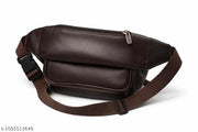 Premium Brown Leather Waist Bag for Men and Women, Stylish Crossbody Sling Fanny Pack with Multiple Zipper Pockets, Adjustable Strap, Travel, Casual, Outdoor and Everyday Use Waist Pouch
