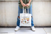 Clapcart Zipper /Zip Canvas Tote Bag for Women | Printed Multipurpose Cotton Bags | Cute Hand Bag for Girls (A Bookworms Belongings Prints)