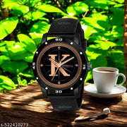 FEMEO WATCHES Analog Round black Dial ALPHABET K Design Stylish black Strap Classic Design Fancy Watch for Men and Boys, Pack of 1 ALPHABET K-AVO-BLK-SFR-1