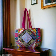 SUTLIYAN Handmade Patch Work Multicolor Regular Tote Bag (12*16 Inch)