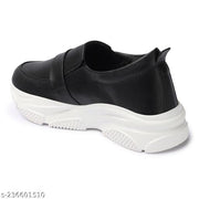 EVOLTAR branded Buckle ornamented moccasins women chunky casual platform sneakers slip on shoes for women canvas flat heels ladies footwear Flatform loafers belly . Black