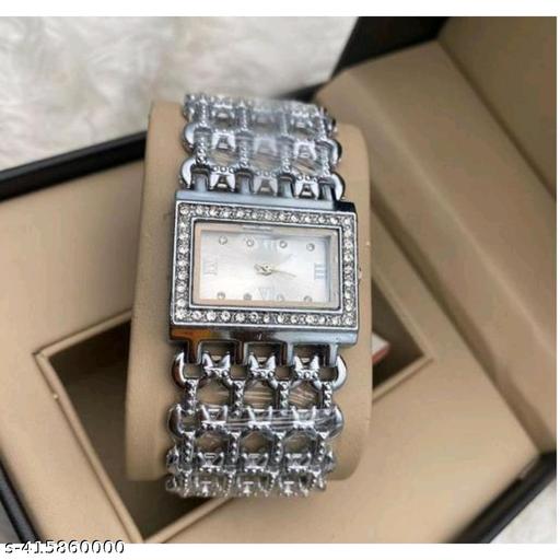 HRV Silver Roman Silver Zali Belt Square Women And Girls Analog Watch
