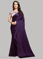 Heavy satin silk with digitel printed blouse saree for stlish women