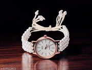 White Bead Bracelet Type Watch for women