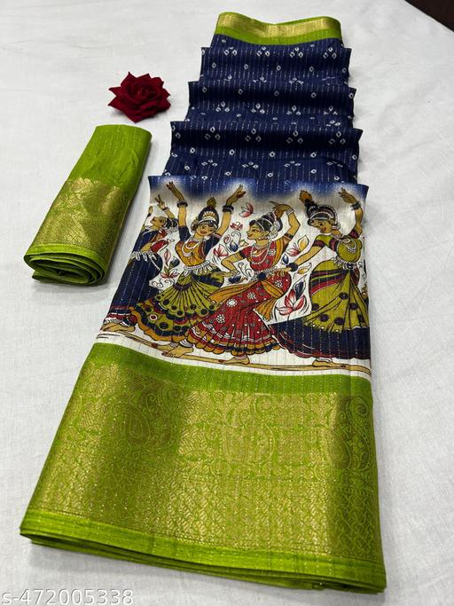 DOLA SILK SPARKLE ZARI  BANDHANI PRINT WITH JACQUARD BODAR
