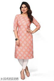 Polyster/Crepe fabric-Women Printed Straight Kurti