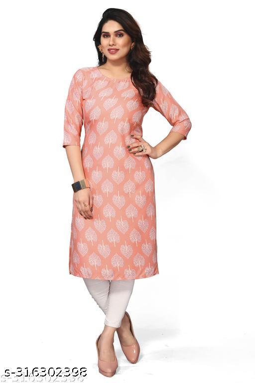 Polyster/Crepe fabric-Women Printed Straight Kurti