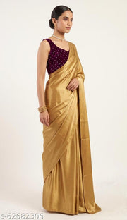 Cotton silk Gold Saree With blouse